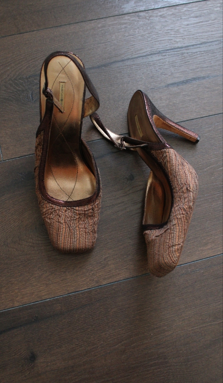 MaxStudio Textured Brown Slingback Heels for Women